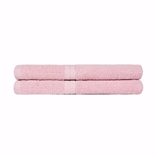 OHS 2 Pack of Pink 100% Cotton Fluffy and Quick Drying Hand Towels – 1