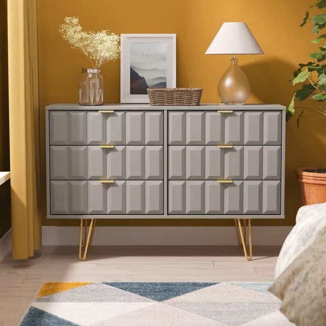 2 U Metro 6 Drawer Wide Chest in Grey and Gold – 1