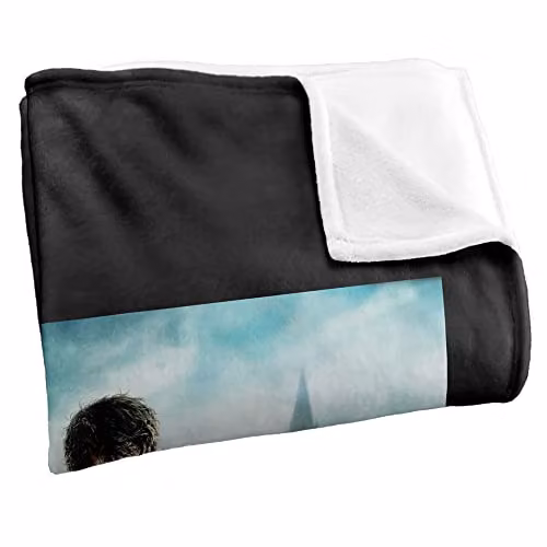 LOGOVISION Harry Potter Deathly Hallows Part 2 Poster Super Soft Fleece Blanket, Multicolour and White, W/D/H: 152 x 127 cm – 2