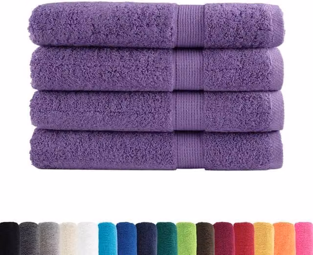 Berkfield Home SOLUND Premium Cotton Terry Towels, 4 Piece Set, Purple, W: 100 cm, L: 200 cm, 600 gsm
