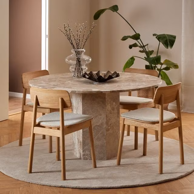 Furniture To Go Naxos Round Modern Dining Table in Brown Marble, Diameter: 130 cm
