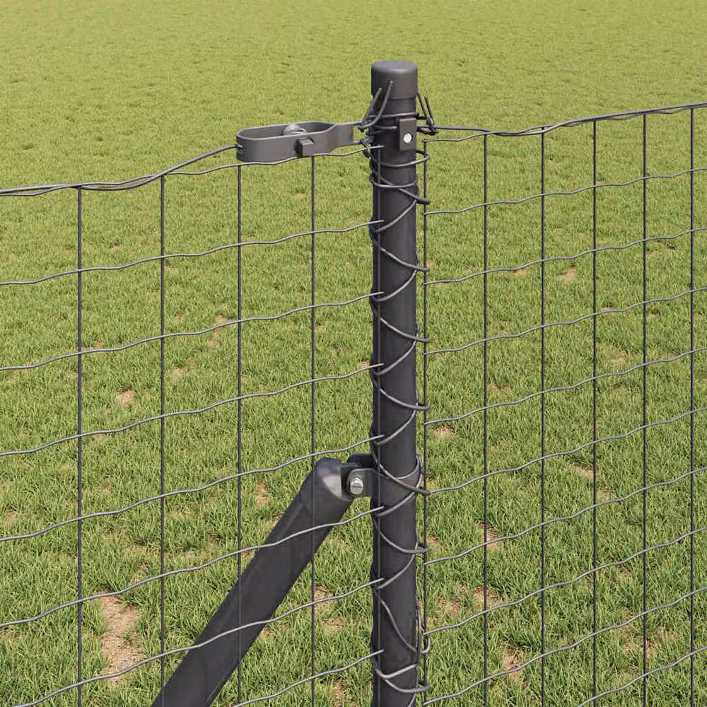Berkfield Home Euro Fence with 7 Posts, Grey Galvanised Steel, W: 10 m, H: 1.4 m – 3