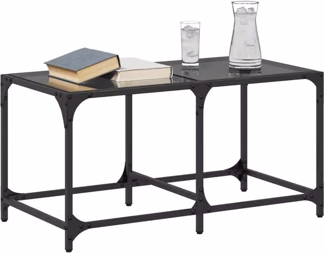 Berkfield Home Modern Rectangular Coffee Table with Black Glossy Glass Top and Steel Frame, W/D/H: 78.5 x 40 x 40 cm – 1