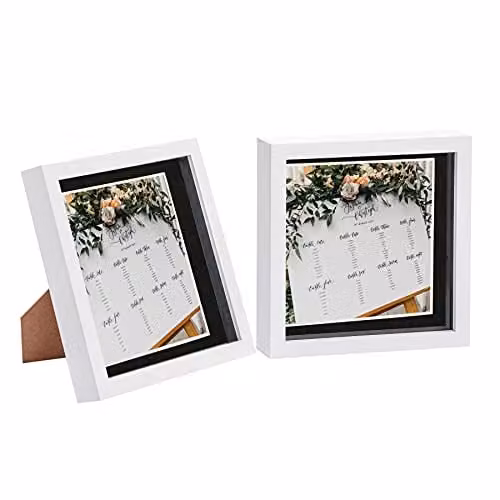 Nicola Spring 2 Piece Square 3D Shadow Box Photo Frame Set in White and Black