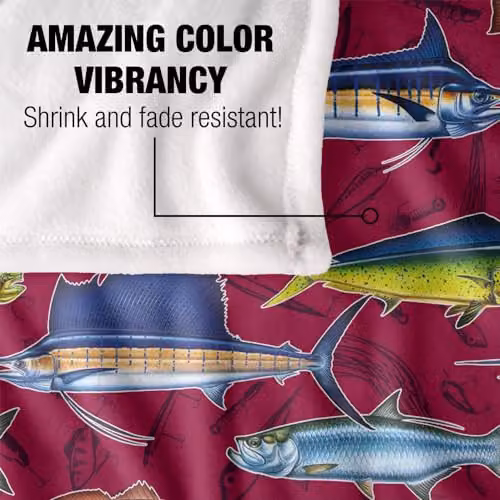 JQ Licensing Saltfish Fishing Pattern Super Soft Fleece Throw Blanket, Multicolour, W: 91 cm, D: 147 cm – 3