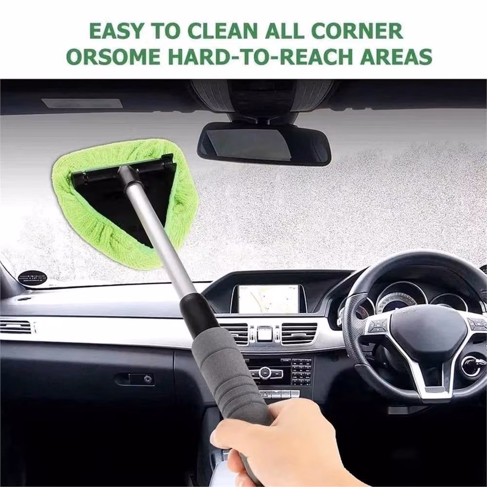VOGREX Extendable Car Window Glass Cleaner and Windshield Wiper Brush Set in Green – 4
