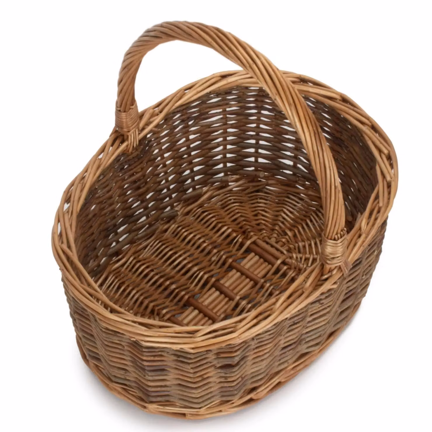 Red Hamper Oval Unpeeled Wicker Shopping Basket in Brown, W/D/H: 37.0 x 30.0 x 17.0 cm – 2
