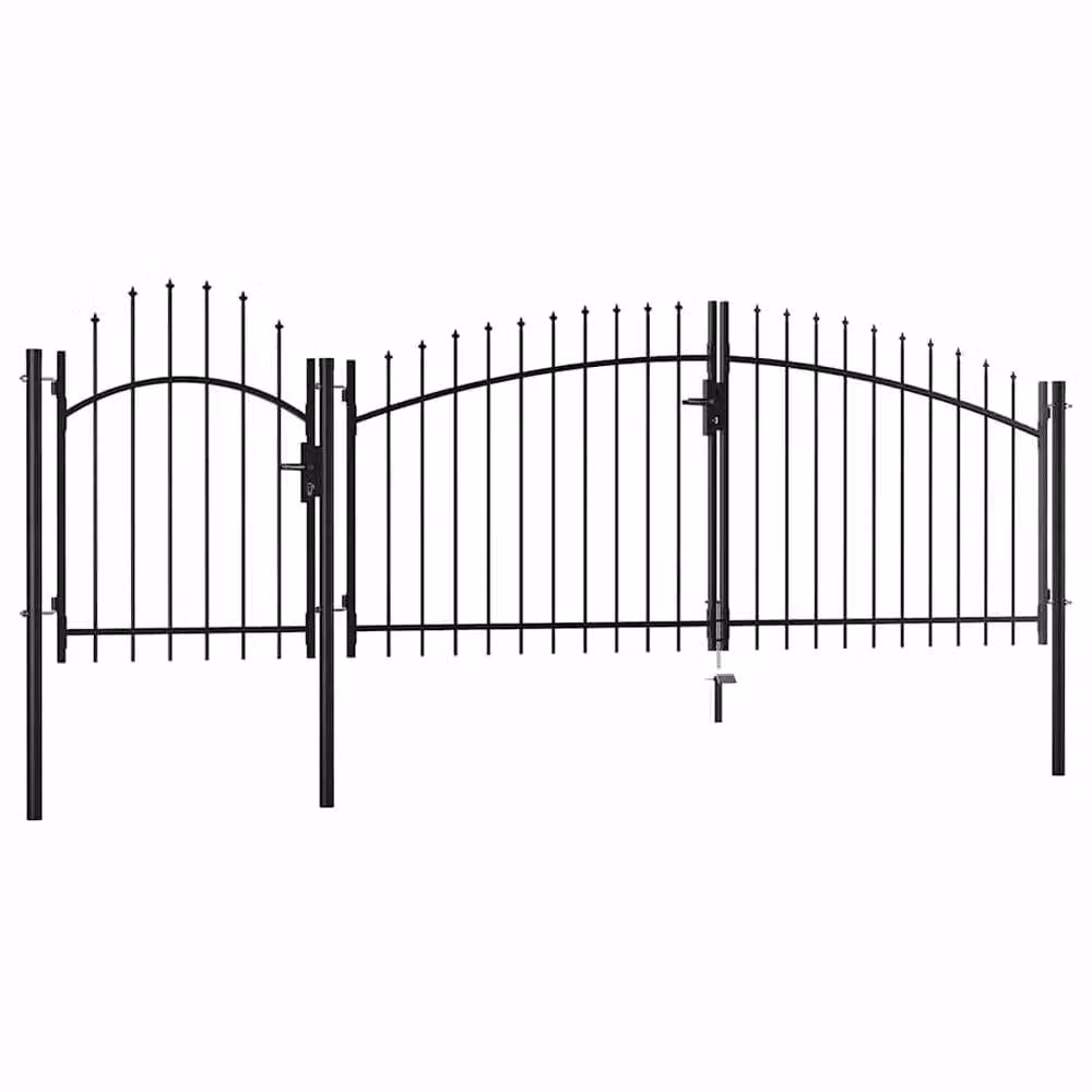 Berkfield Home Elegant Steel Swing Garden Gate, Black, W: 400 cm, H: 225 cm – 1