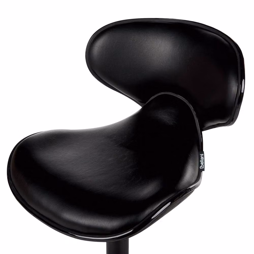 Wyld and Coco Set of 2 Black Faux Leather Swivel Bar Chairs with Gas Lift – 4