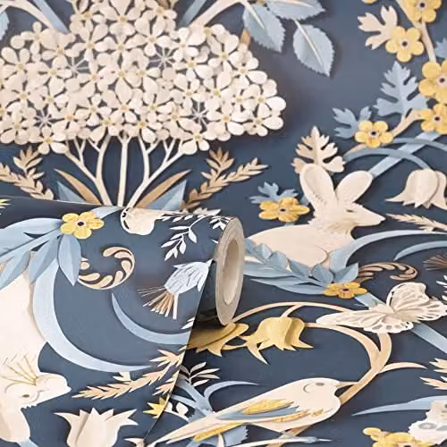 Fine Decor Woodland Navy Blue Washable Floral Nature Wallpaper Roll – 2
