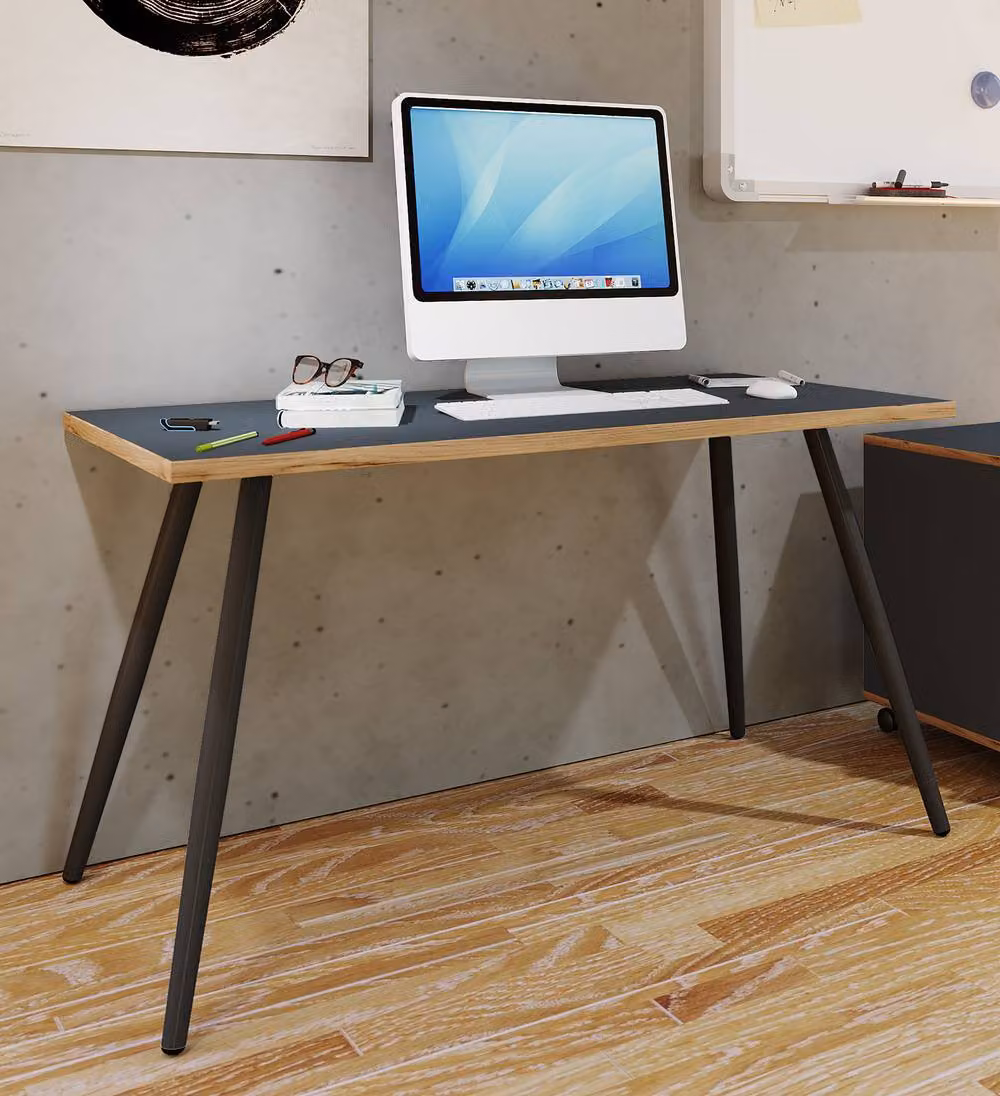 VCM Salia Retro Wooden Writing Desk in Black and Multicolour, W: 138 cm, D: 80 cm, H: 70 cm – 2