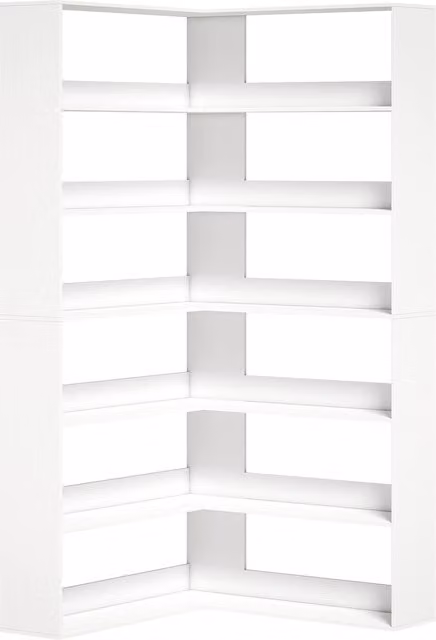 HOMCOM 7-Tier L-Shaped Corner Bookshelf in White Wood Effect, H: 180 cm x W: 90 cm x D: 39.5 cm – 1