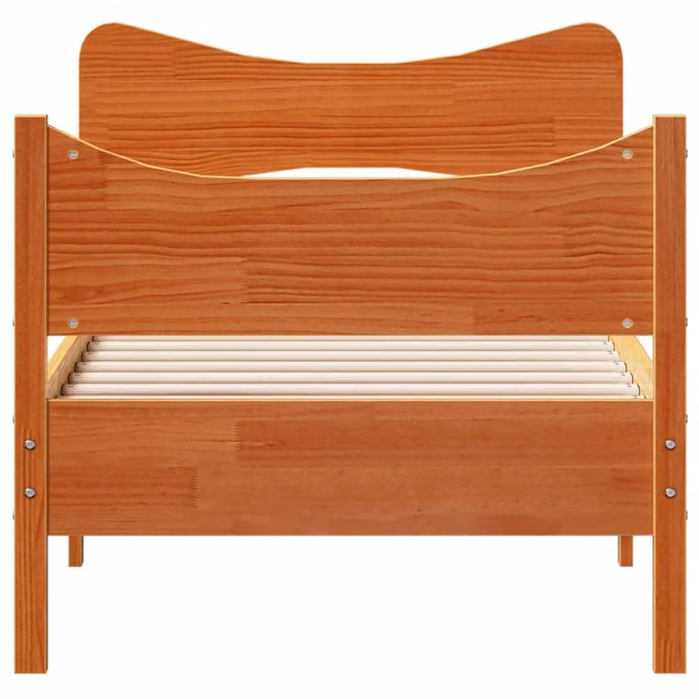 Berkfield Home Small Single Solid Wood Pine Bed Frame, Brown Waxed, W: 75 cm, L: 190 cm – 3
