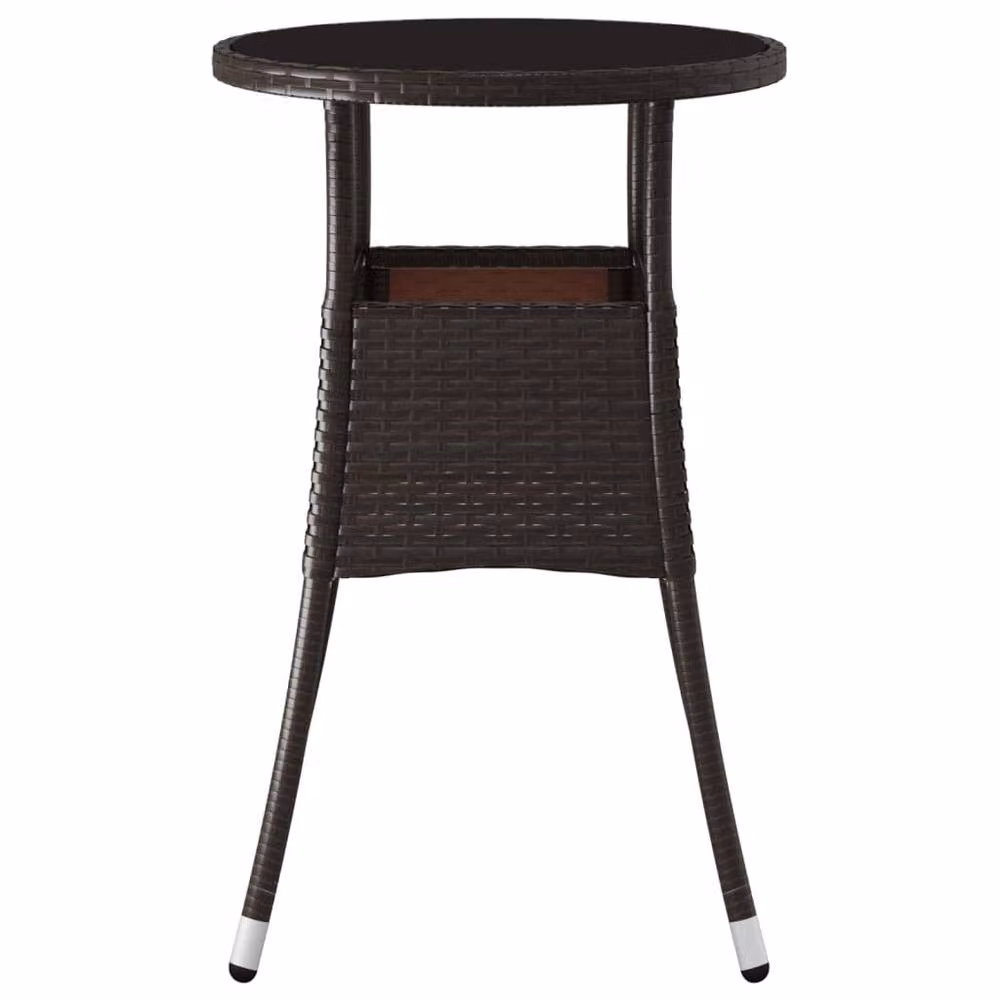 Berkfield Home Brown Poly Rattan Garden Table with Tempered Glass Top, W: 60 cm, H: 75 cm – 3