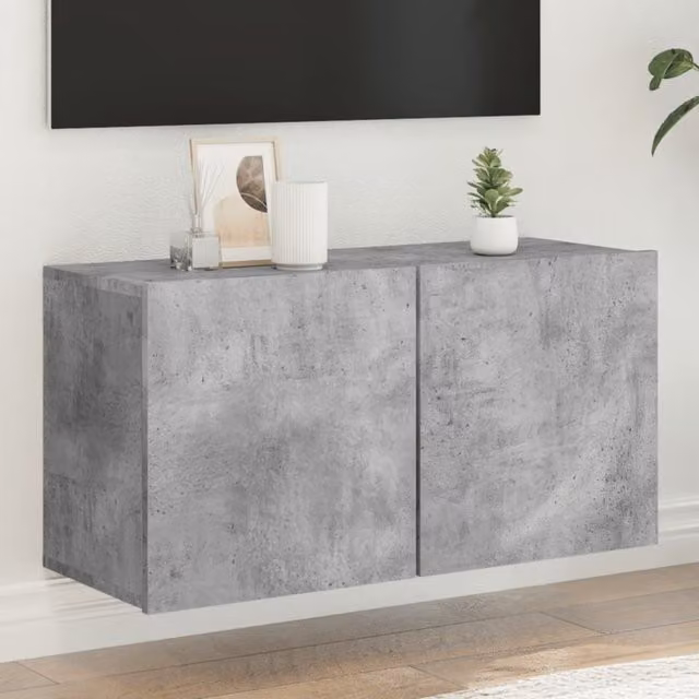 Berkfield Home Wall-mounted TV Cabinet in Concrete Grey, W/D/H: 80 x 30 x 41 cm – 1
