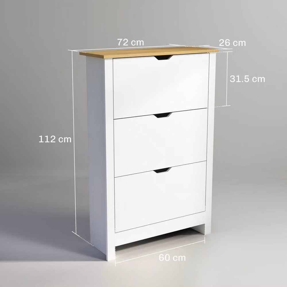 Wyld Haus Dorane Lake Slim Shoe Cabinet in High Gloss White with 3 Tilting Compartments – 3