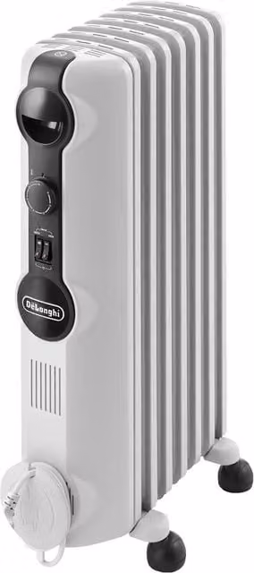Delonghi 1500W Radia S Freestanding Oil Filled Radiator with Thermostat and Timer, White – 1