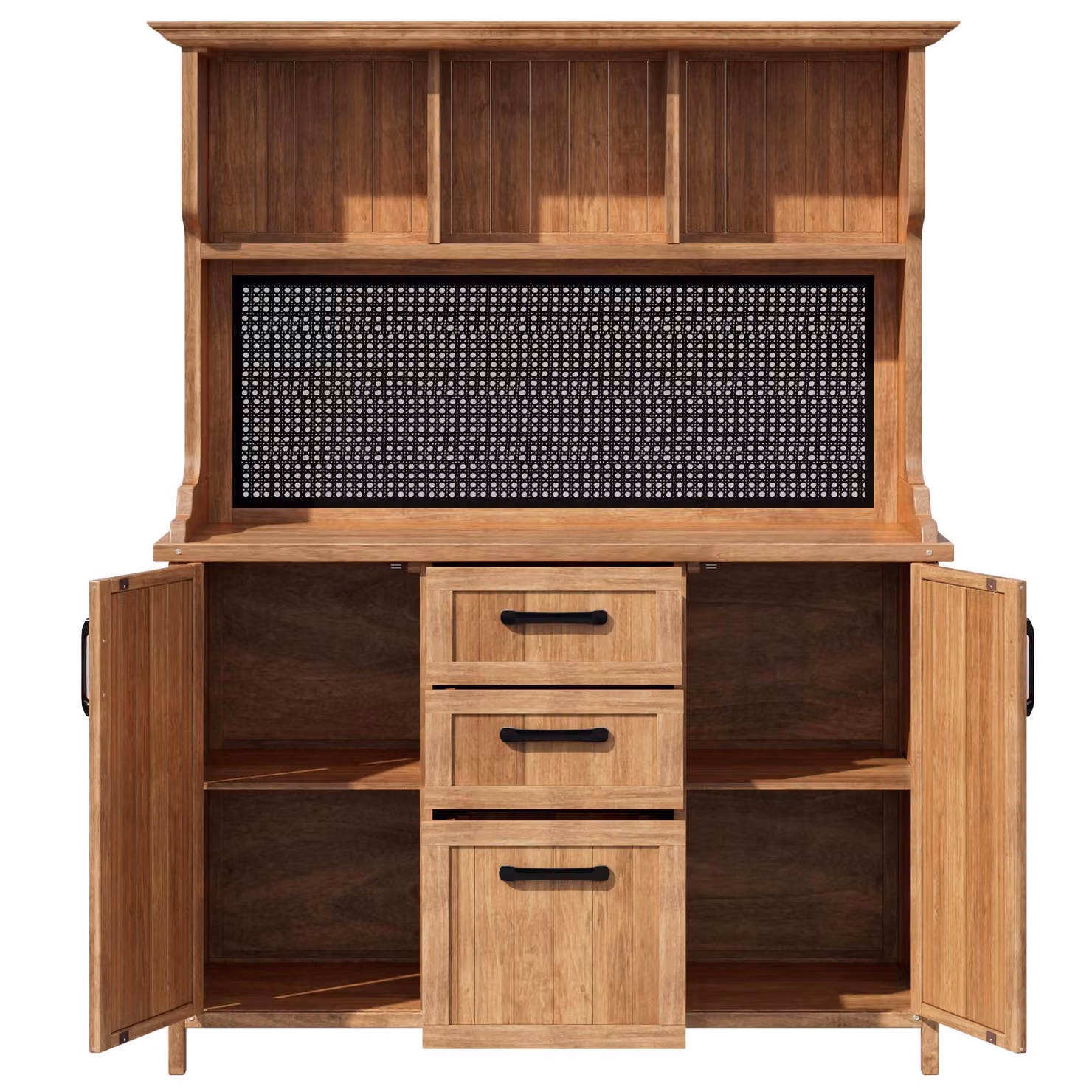 Aosom UK Rustic Brown Freestanding Outdoor Storage Cupboard with Drawers and Shelves, H x W x D: 185 x 50 x 50 cm – 2