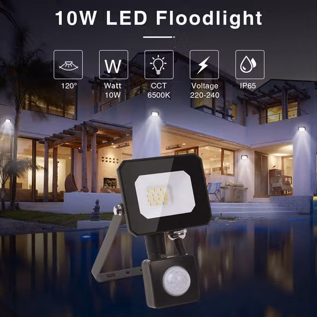 Alivio 9.1W Outdoor LED Floodlight in Black with Cool White Light