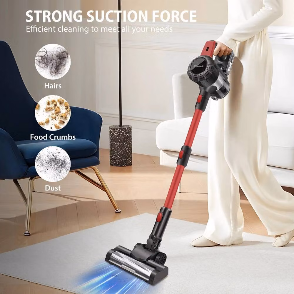 SPETLEK 6000W Cordless Bagless Upright Vacuum Cleaner in Black with LED Headlight and Washable Filter – 3