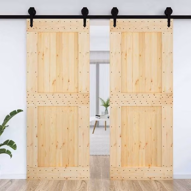 Berkfield Home Narvik Rustic Solid Pine Door in Beige, W: 90 cm, H: 210 cm