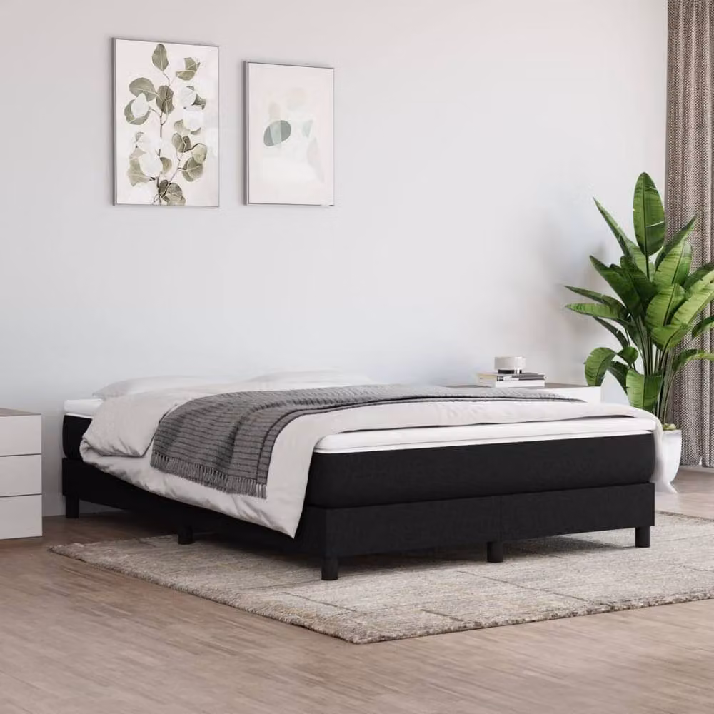 Berkfield Home Durable Box Spring Bed Frame in Black Fabric, W/D/H: 135 x 190 x 25 cm – 2