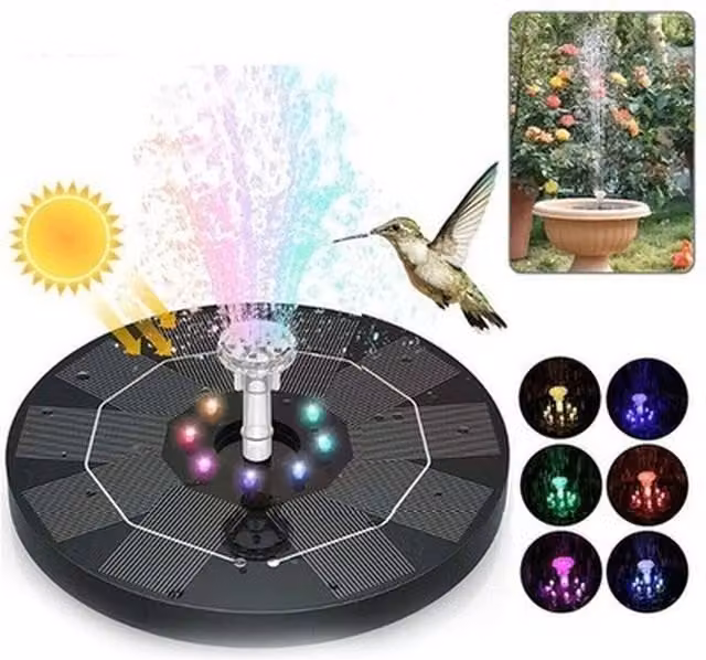 NESTLUNE Solar Powered Tabletop Bird Bath Fountain in Black, W/D/H: 100 x 15 x 15 cm – 1