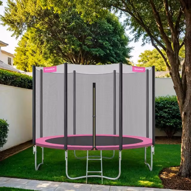 SONGMICS Pink Mini Trampoline with Safety Net, W/D/H: 183 x 183 x 40 cm