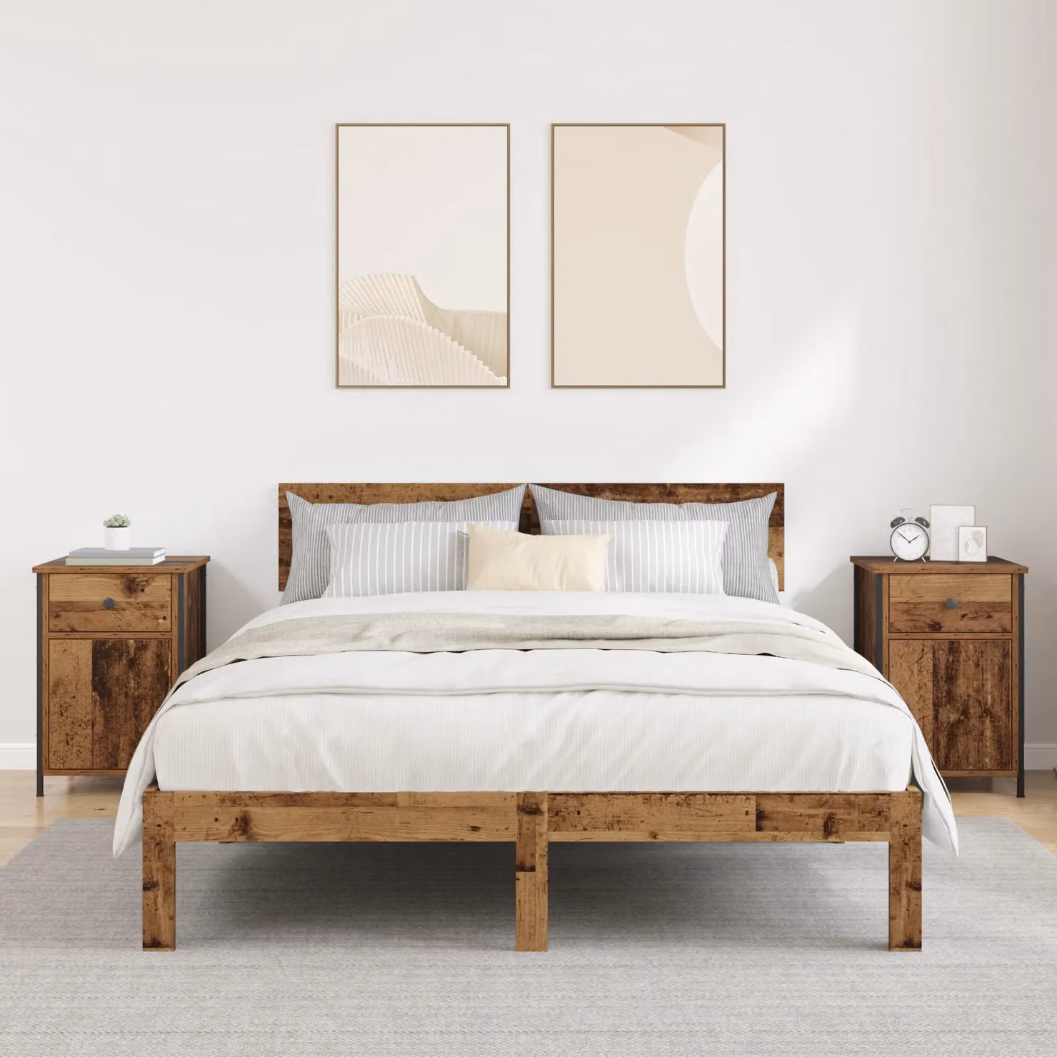 Berkfield Home Set of 2 Bedside Cabinets in Old Wood Brown, W/D/H: 40 x 42 x 60 cm – 4