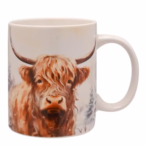 Widdop and Co Highland Cow Bone China Mug in White – 1