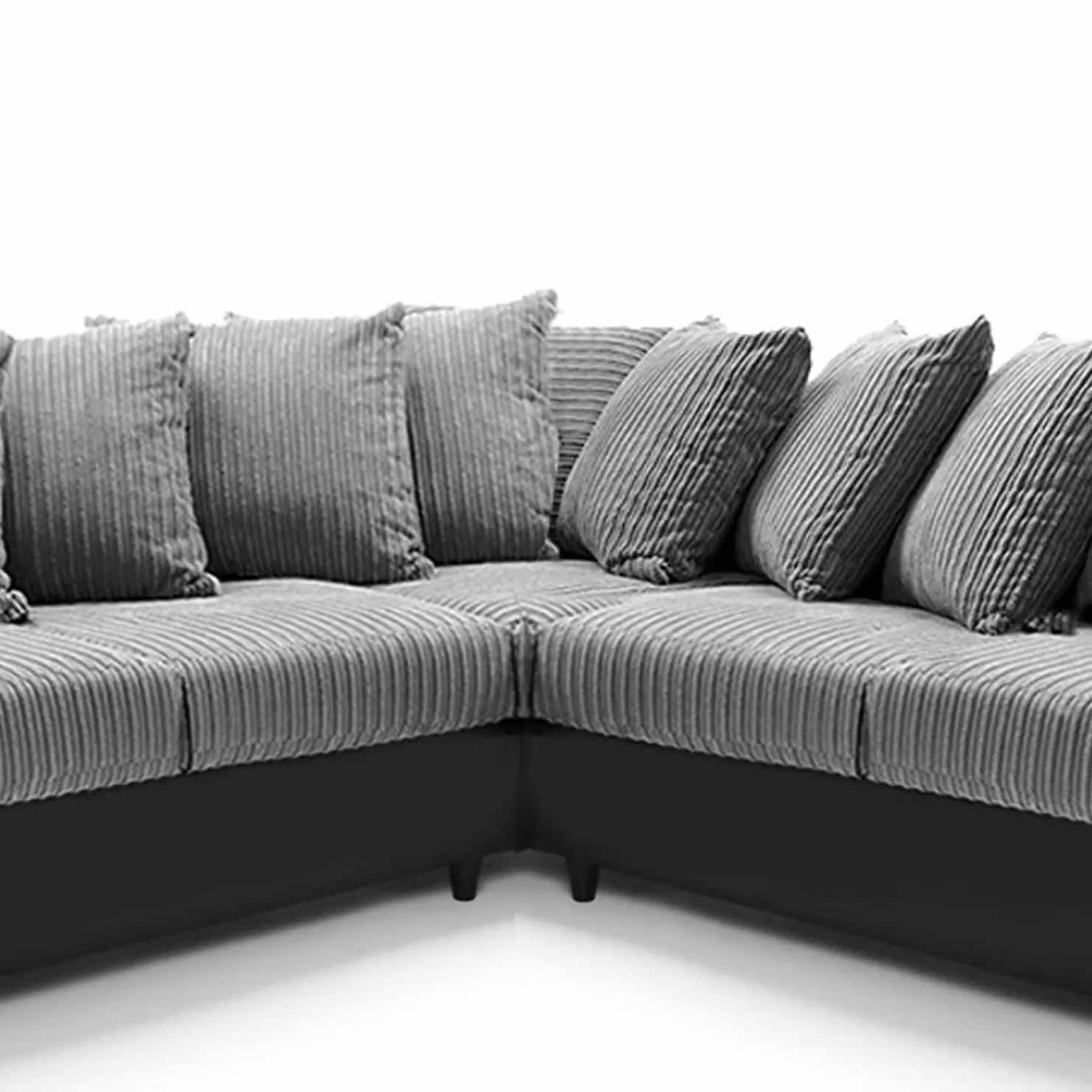 Furnishings For Less UK Ferguson 5 Seater L-Shaped Corner Sofa in Grey Jumbo Cord Fabric with Scatter Back Cushions – 2
