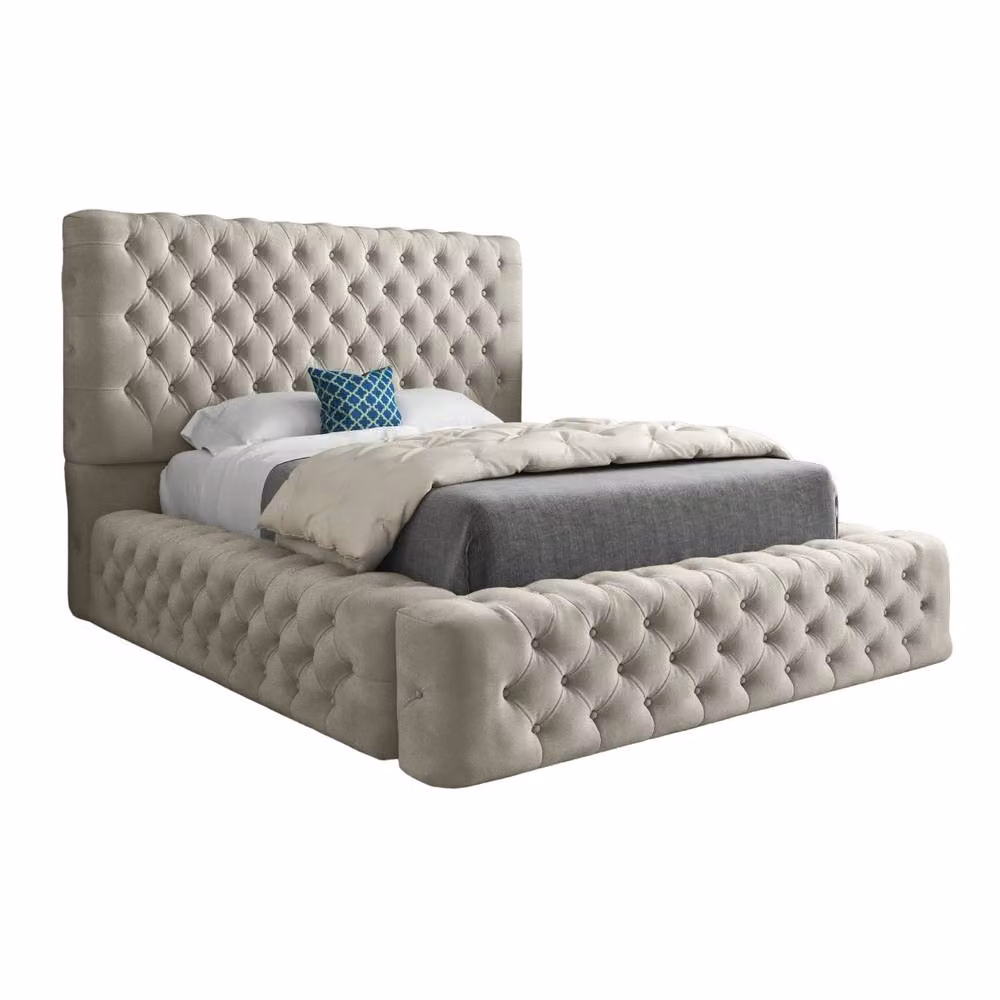 Casani Woolmer King Size Upholstered Designer Bed Frame in Beige – 3