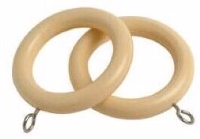 NewEdgeBlinds Wooden Curtain Pole Ring Hooks with Eyes in Beige and Orange, Pack of 4