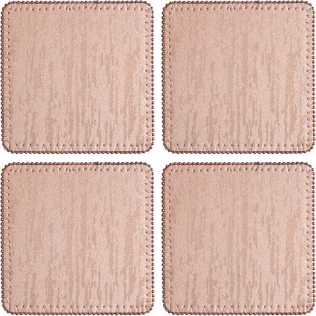 Orsina Set of Four Square Faux Leather Coasters in Pink – 1