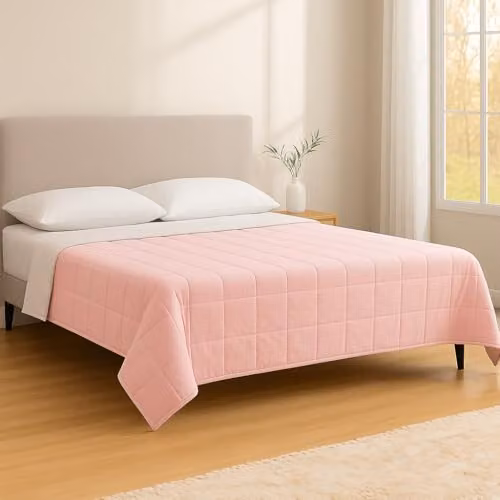 Harbour Housewares Pink Weighted Blanket with Storage Bag, 8kg, W: 150 cm x L: 200 cm – 3
