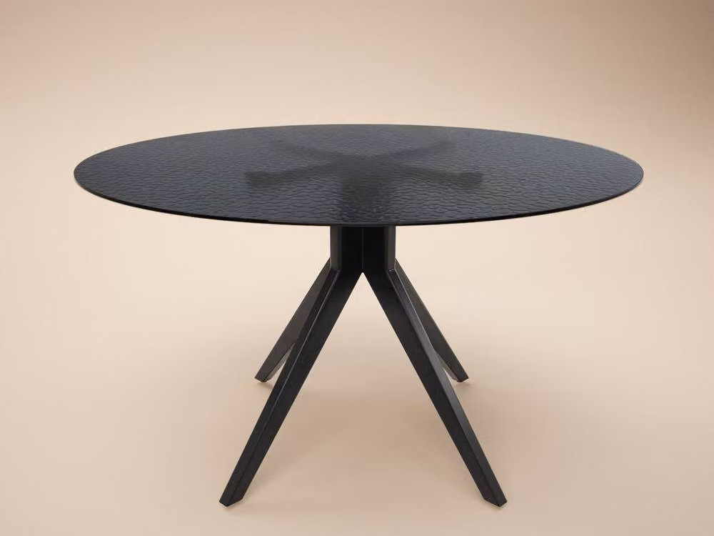 Solace+Co Emil Round Black Glass Dining Table, Diameter: 120 cm, Height: 75 cm – 2