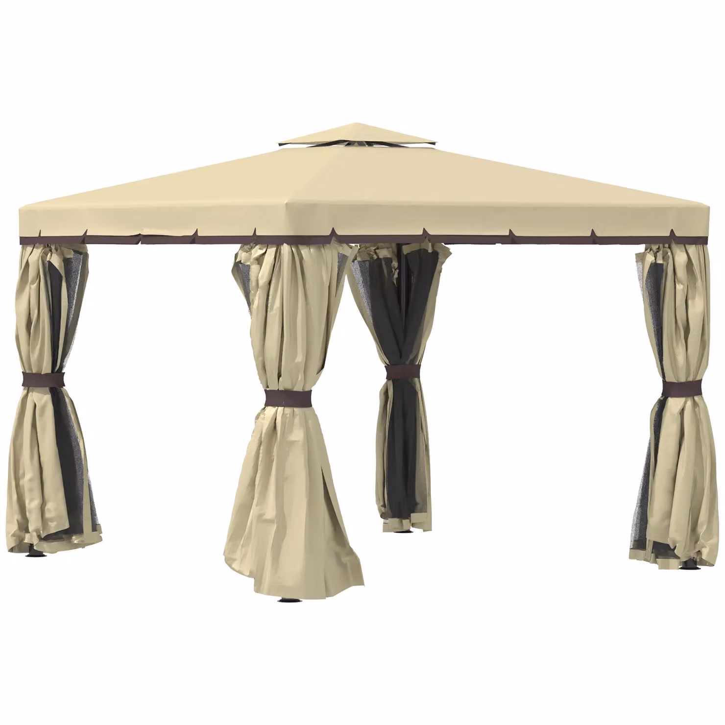Outsunny Beige Patio Gazebo Garden Pavilion Tent W: 300 cm, D: 300 cm, H: 265 cm – 2