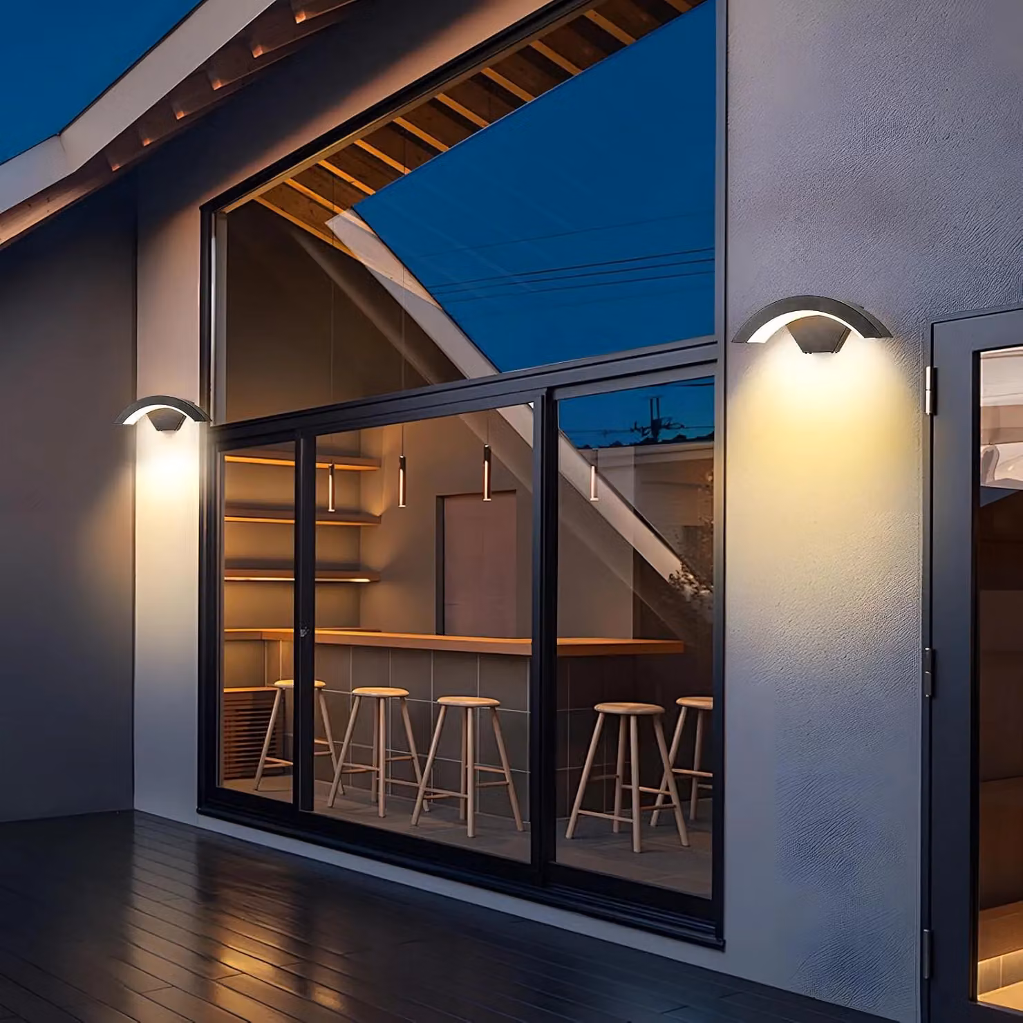 COMELY Modern LED Outdoor Wall Light, 24W IP65 Waterproof Up and Down Lighting in Black with 3000K Warm White Glow – 5