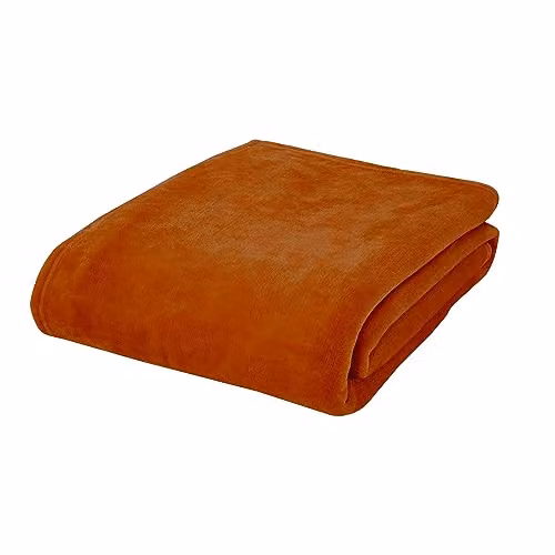 Catherine Lansfield Raschel Velvet Touch Throw Blanket, Orange, W: 200 cm, D: 240 cm – 2