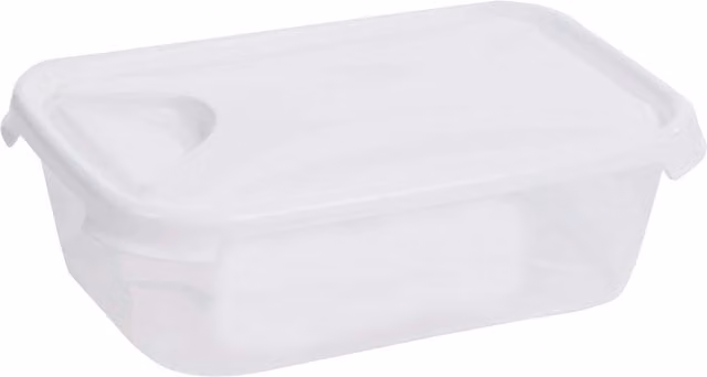 Wham Rectangular Food Container, White and Transparent Plastic, BPA Free, Microwave, Freezer and Dishwasher Safe