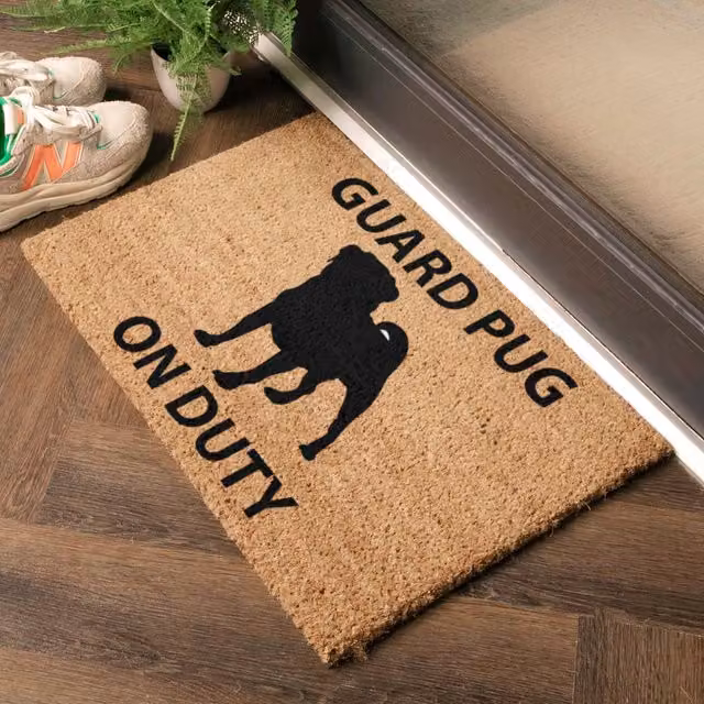 Artsy Mats Guard Pug Doormat, Black and Multicolour, W: 60 cm, D: 40 cm – 1
