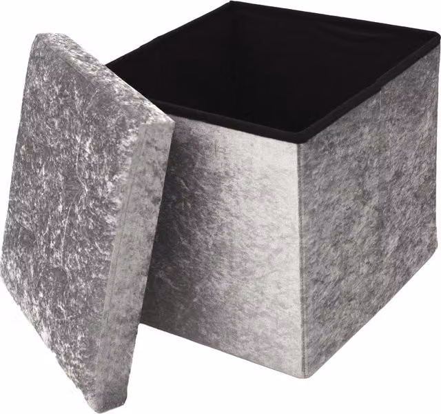 Libbi Lou Grey Velvet Foldable Footstool Ottoman Storage Box W/D/H: 38 x 38 x 38 cm – 3