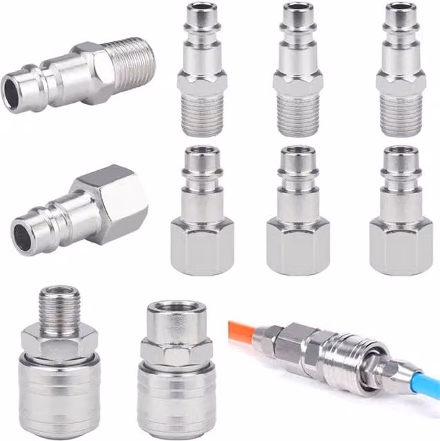 Havendro 20-Piece Silver Steel Euro Air Line Quick Release Hose Coupler Set