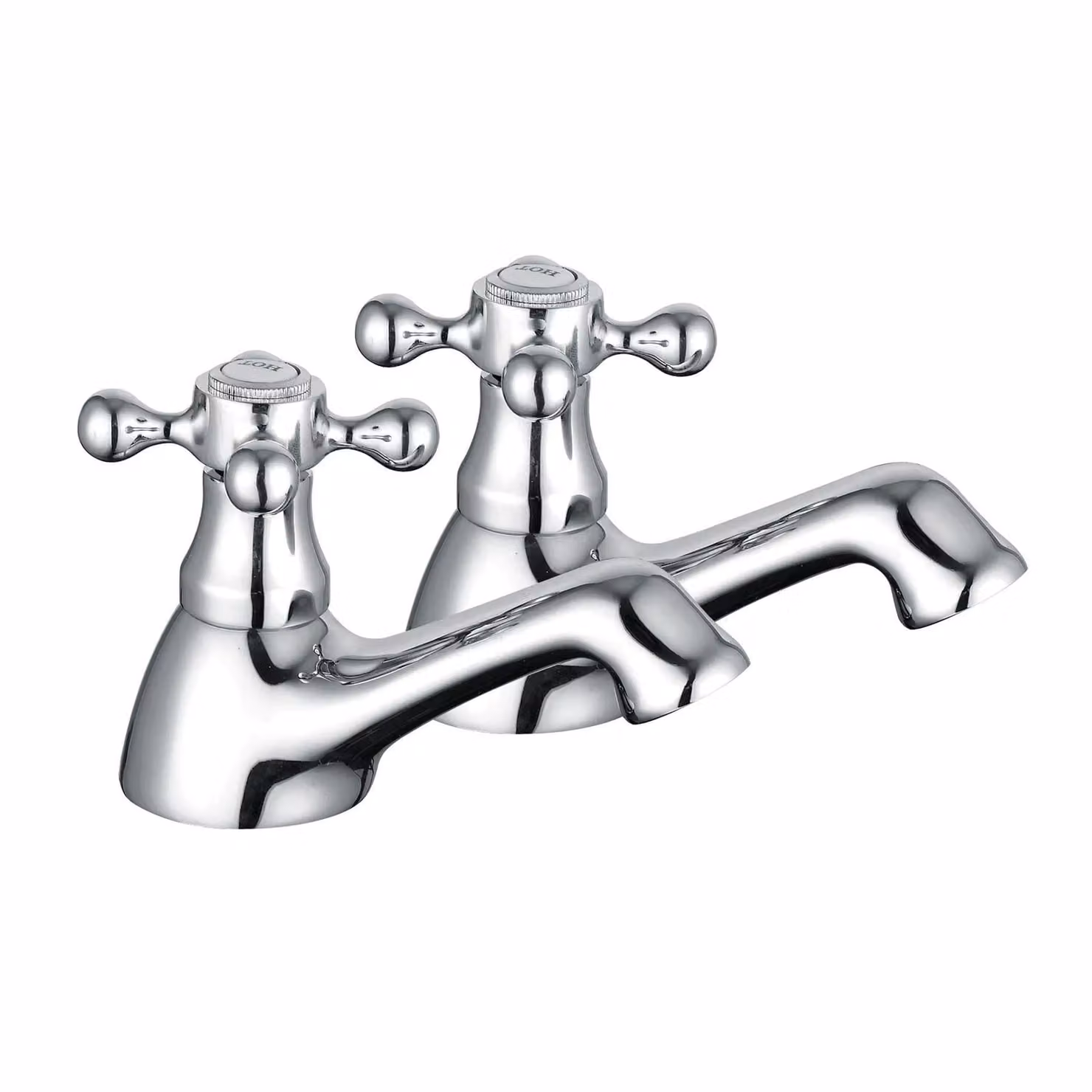 Nes Home Trafford Victorian Bath and Basin Tap Set with Pop Up Waste in Chrome Silver