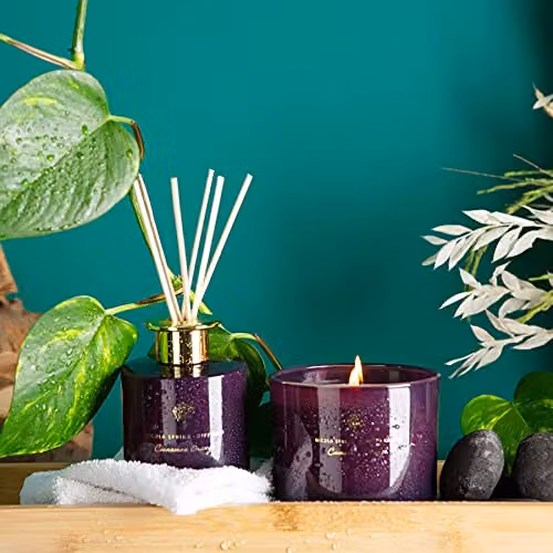 Nicola Spring Cinnamon and Orange Scented Candle and Reed Diffuser Set with 350g Soy Wax Candle and 200ml Diffuser – 3