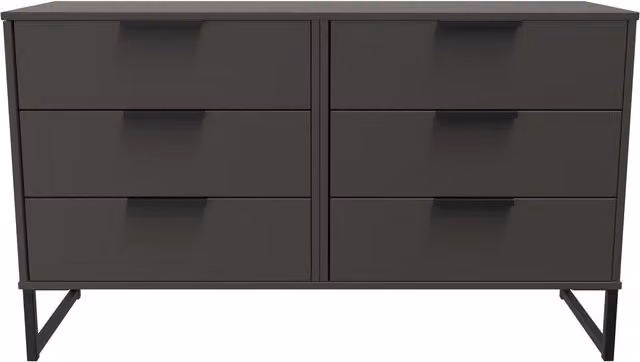 2 U Fuji 6 Drawer Wide Chest in Dark Grey Matt Finish, Ready Assembled