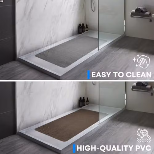Nicoman Reversible Non-Slip PVC Shower Mat in Grey and Brown, Square 53 x 53 cm – 4