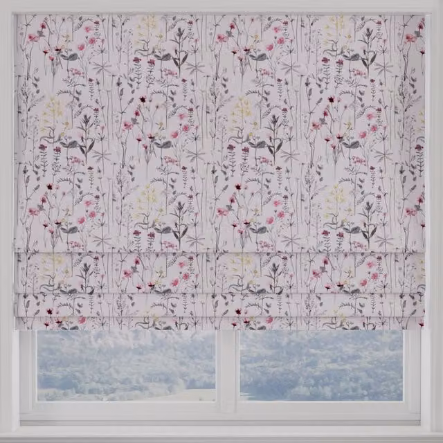 Terrys Wildflowers Made to Measure Blackout Roman Blind in Soft Pink