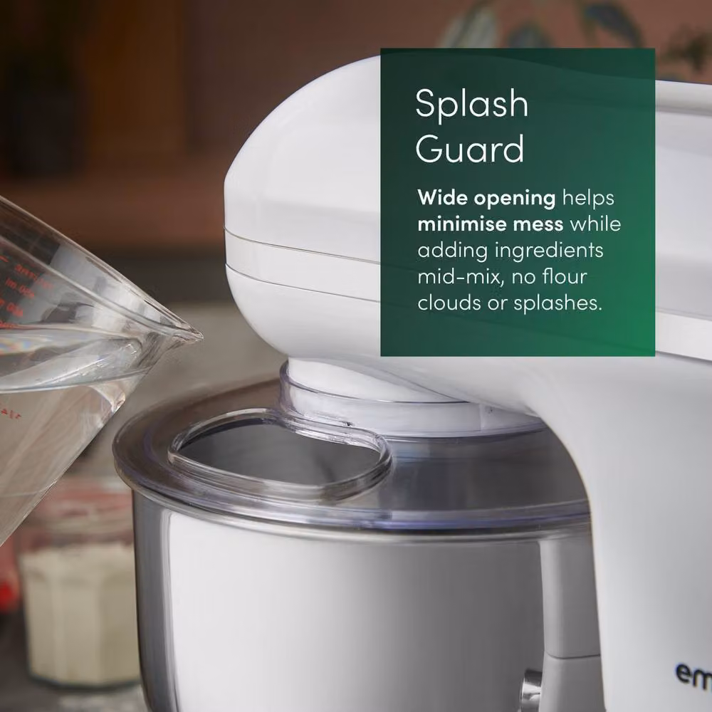 Emperial 5L Stand Mixer in White with 6 Speeds, Dough Hook, Whisk and Beater – 7