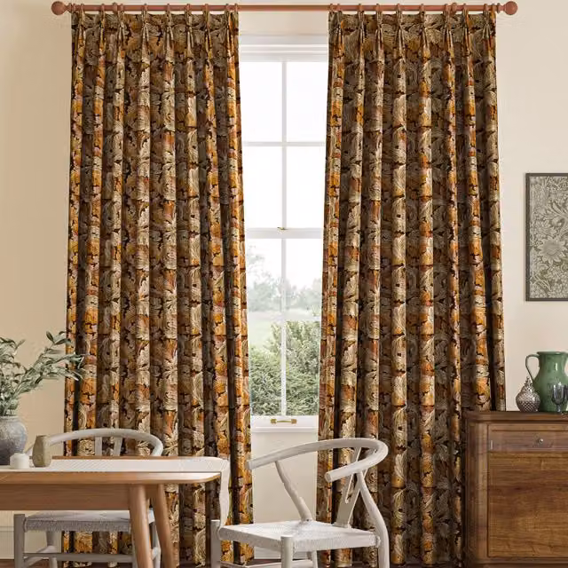 William Morris At Home Acanthus Floral Velvet Made to Measure Curtain in Brown